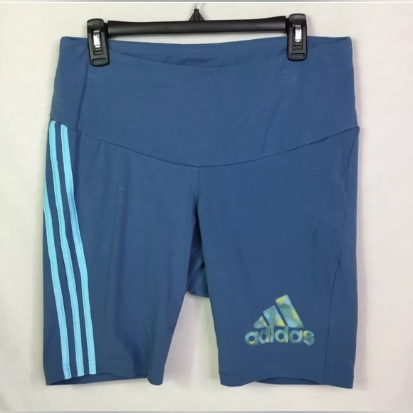 Adidas Women's Bike Shorts, 2 Tone 3 Stripes Altered Blue Graphic, Size 3X - Picture 3 of 5